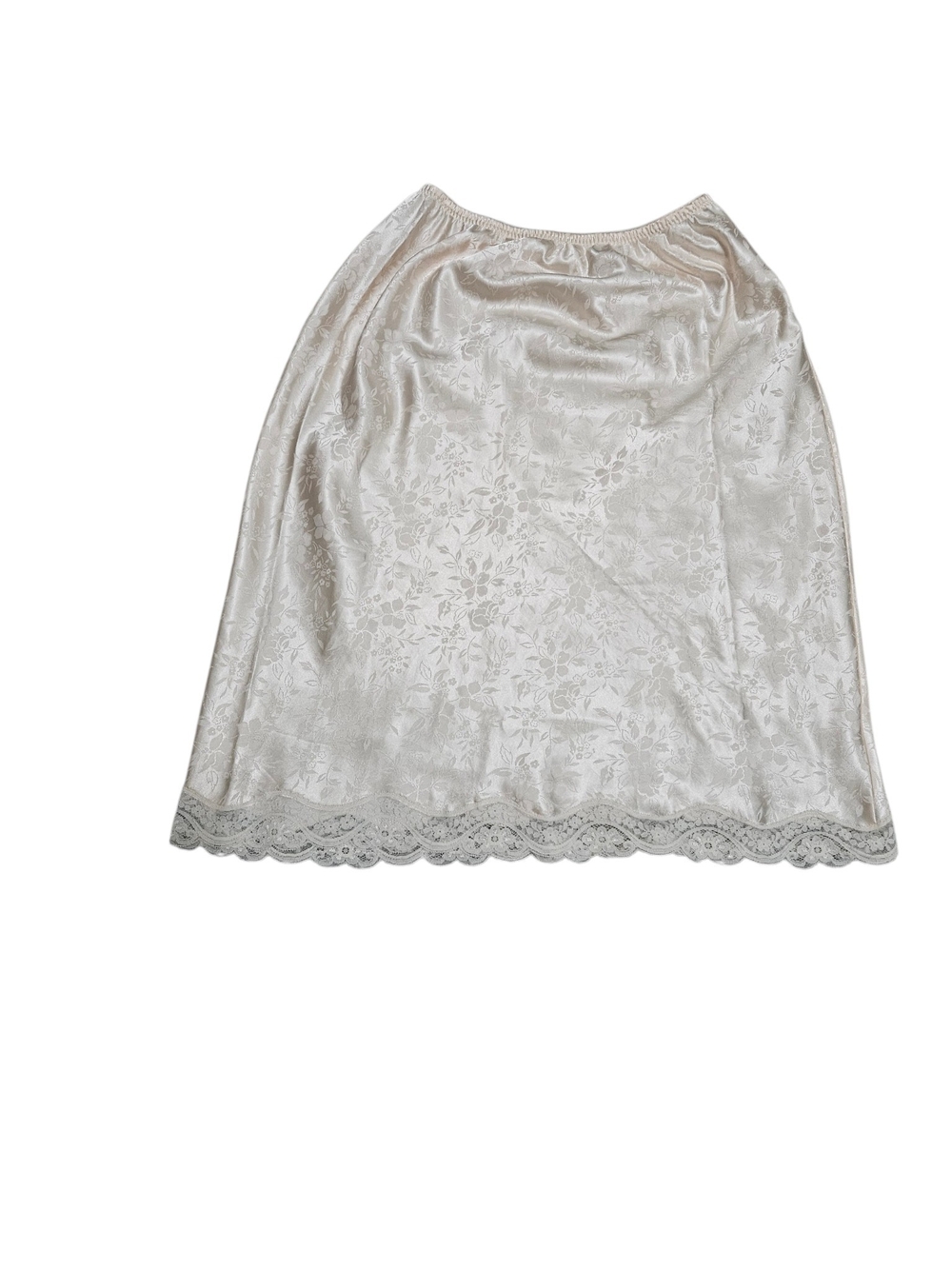 Vintage Christian Dior Silky Lace-Hem Cream Slip Skirt Womens